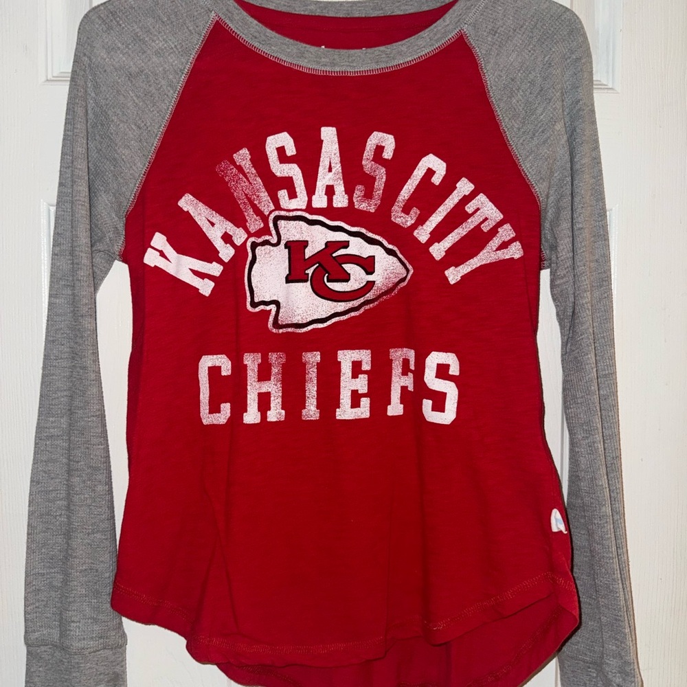 Stadium Athletics Red and Gray Kansas City Chiefs Long Sleeve Tee